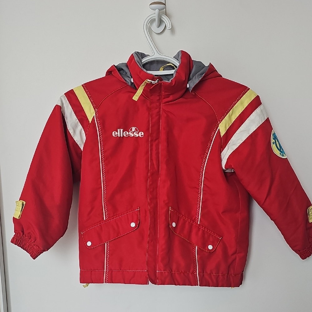 Ellesse Vintage Kids Red Jacket with Yellow and White Details